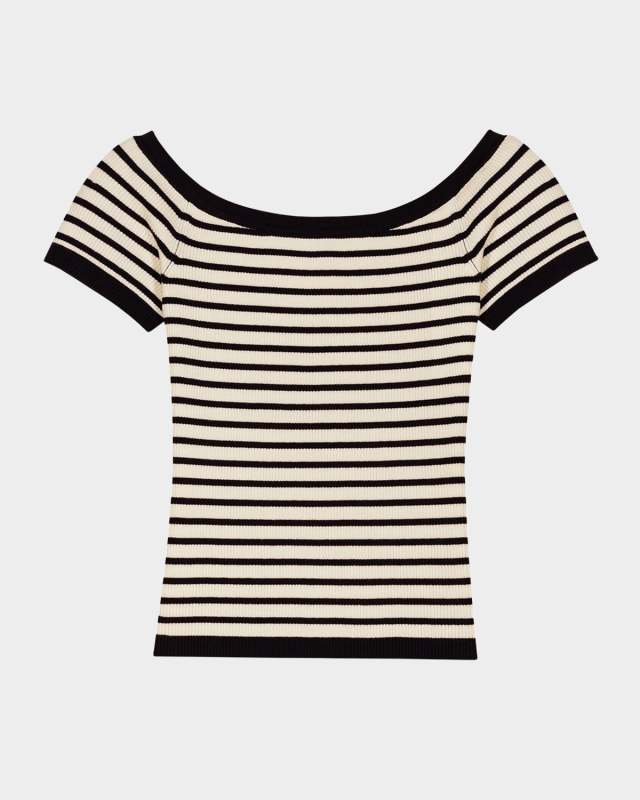 Mirollina Striped Short-Sleeve Sweater